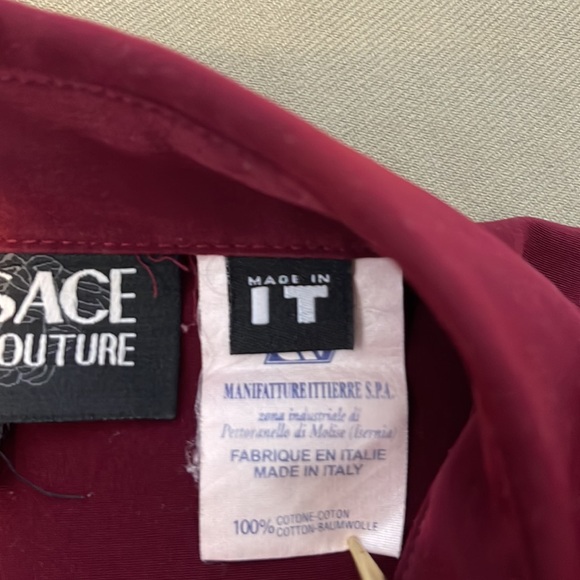 VERSACE JEANS COUTURE. As-Is  Embroidered Buttons down red color Mens SHIRT sz M - Picture 4 of 16